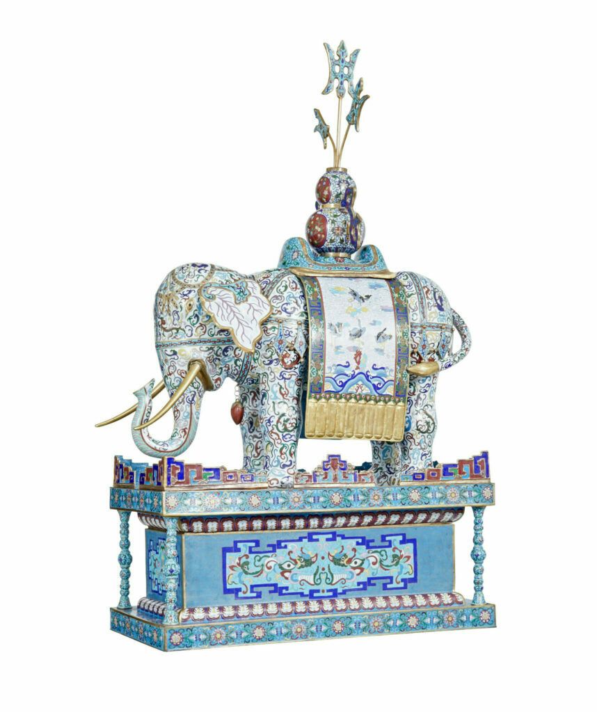 Early 20th Century Large Chinese Cloisonne Enamel Elephant photo furniture