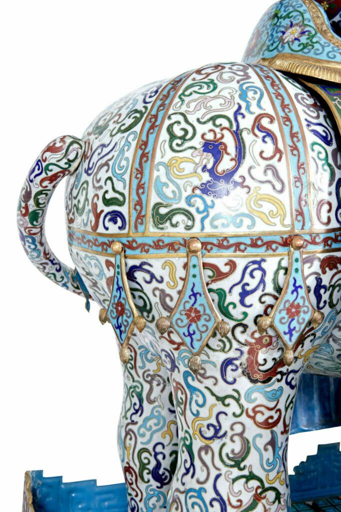 Early 20th Century Large Chinese Cloisonne Enamel Elephant photo vintage