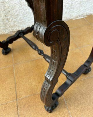 Early 19th Century Baroque Spanish Side Table With Lyre Legs And Marquetry Top, 1890s photo vinterior