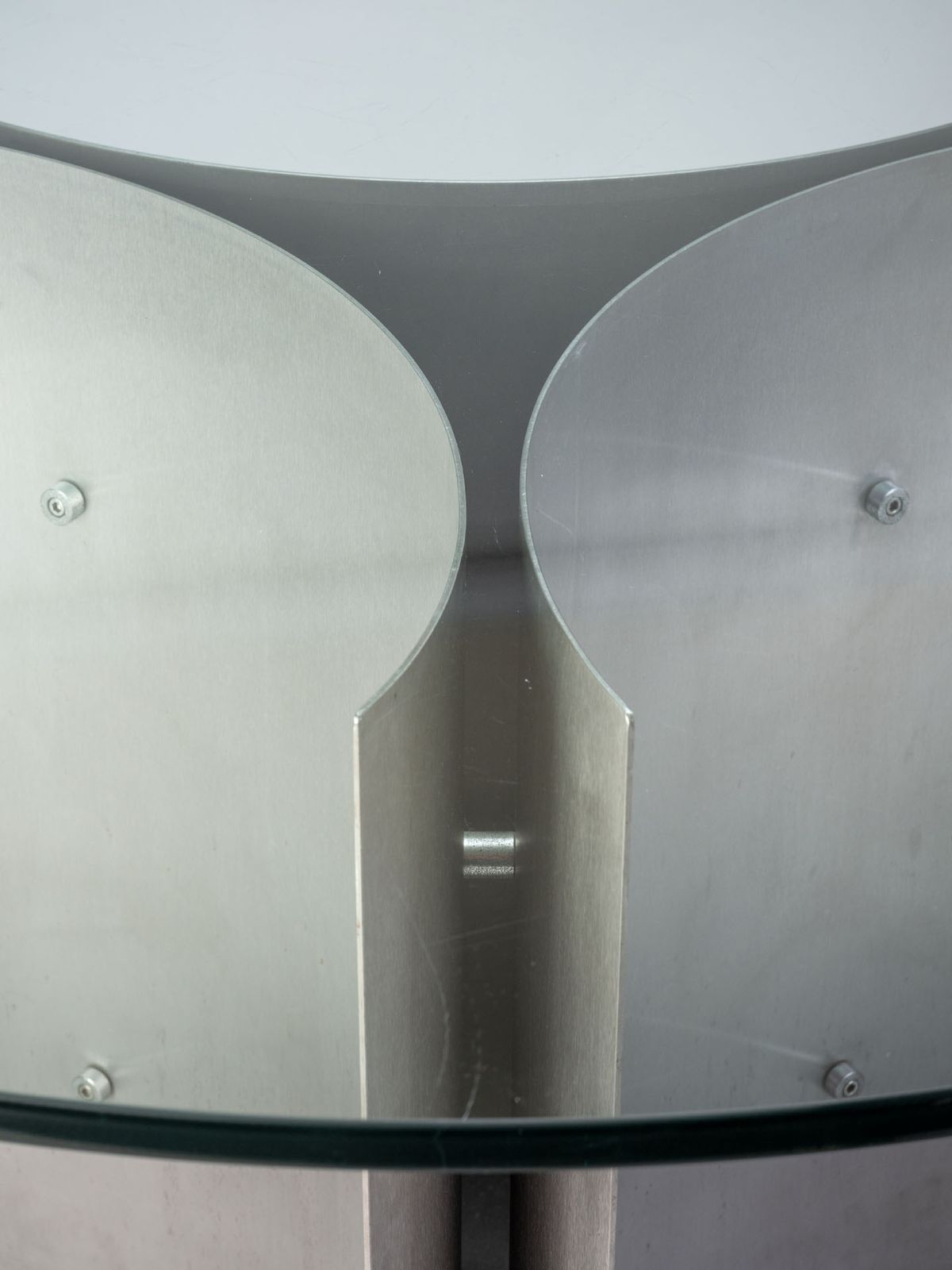 Michel Boyer, Circular Dining Table In Steel And Glass, France, 1970s photo Furniture