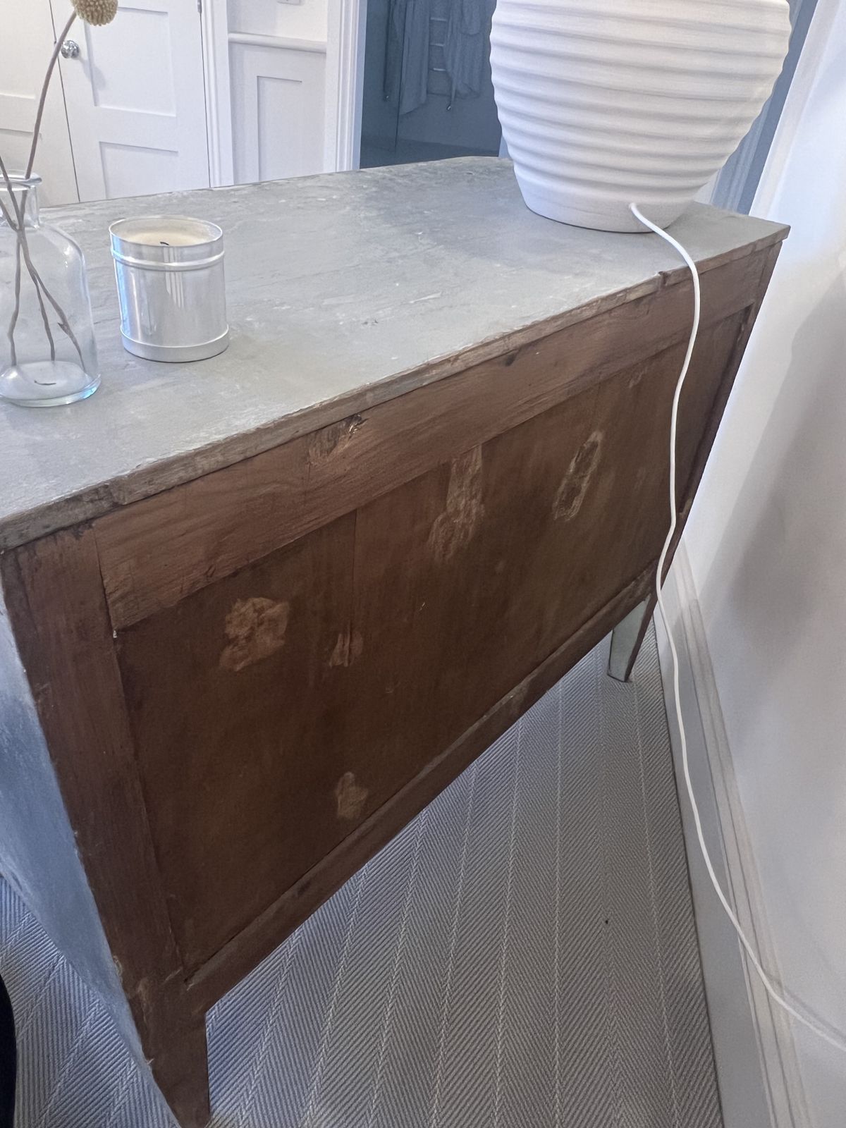 Swedish Gustavian Large Antique Light Blue/Grey Painted Chest Of Drawers/Cabinet photo for sale