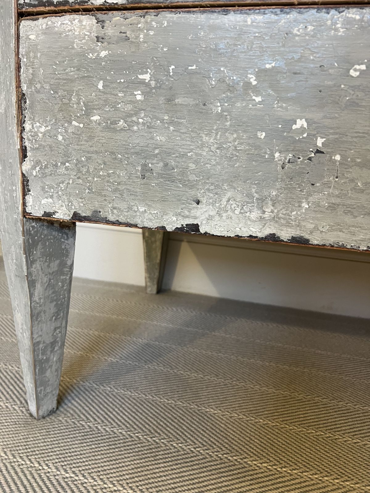 photo for sale Swedish Gustavian Large Antique Light Blue/Grey Painted Chest Of Drawers/Cabinet