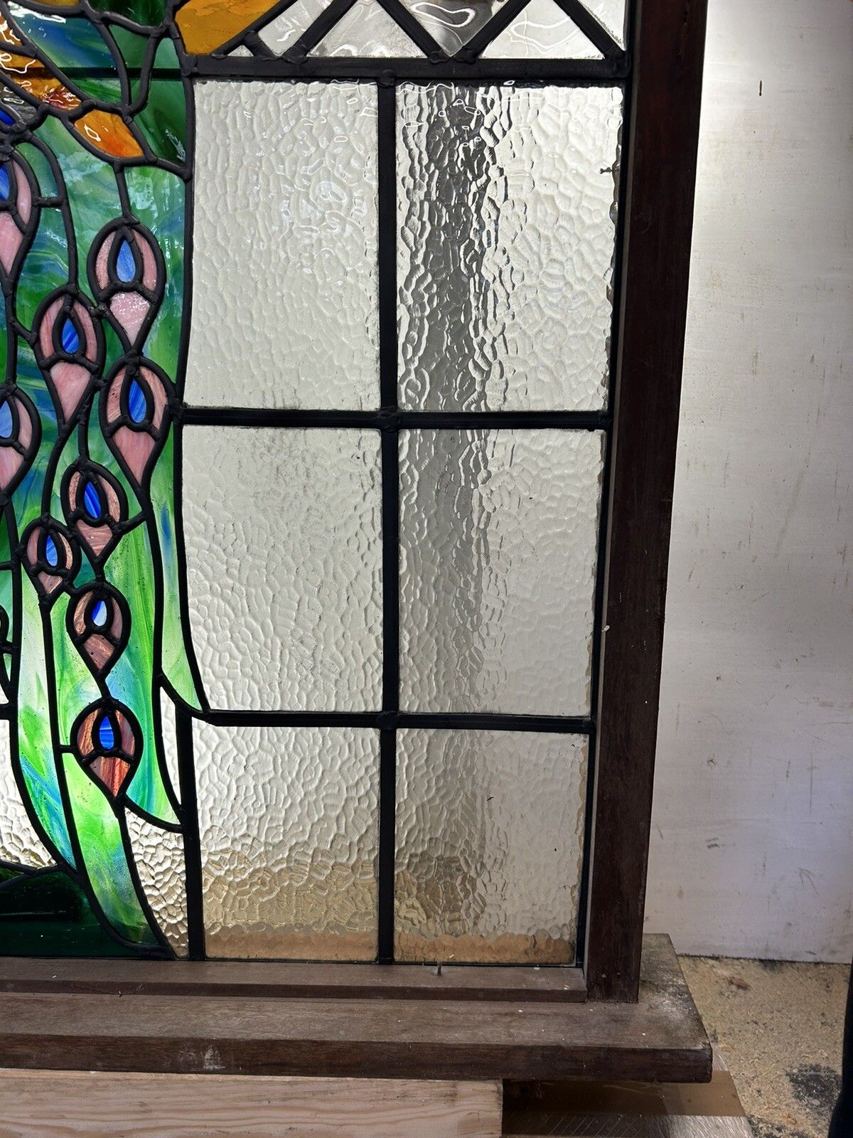 X Large Stained Glass Window Panel Reclaimed Period Antique Lead Old Art Deco photo vintage