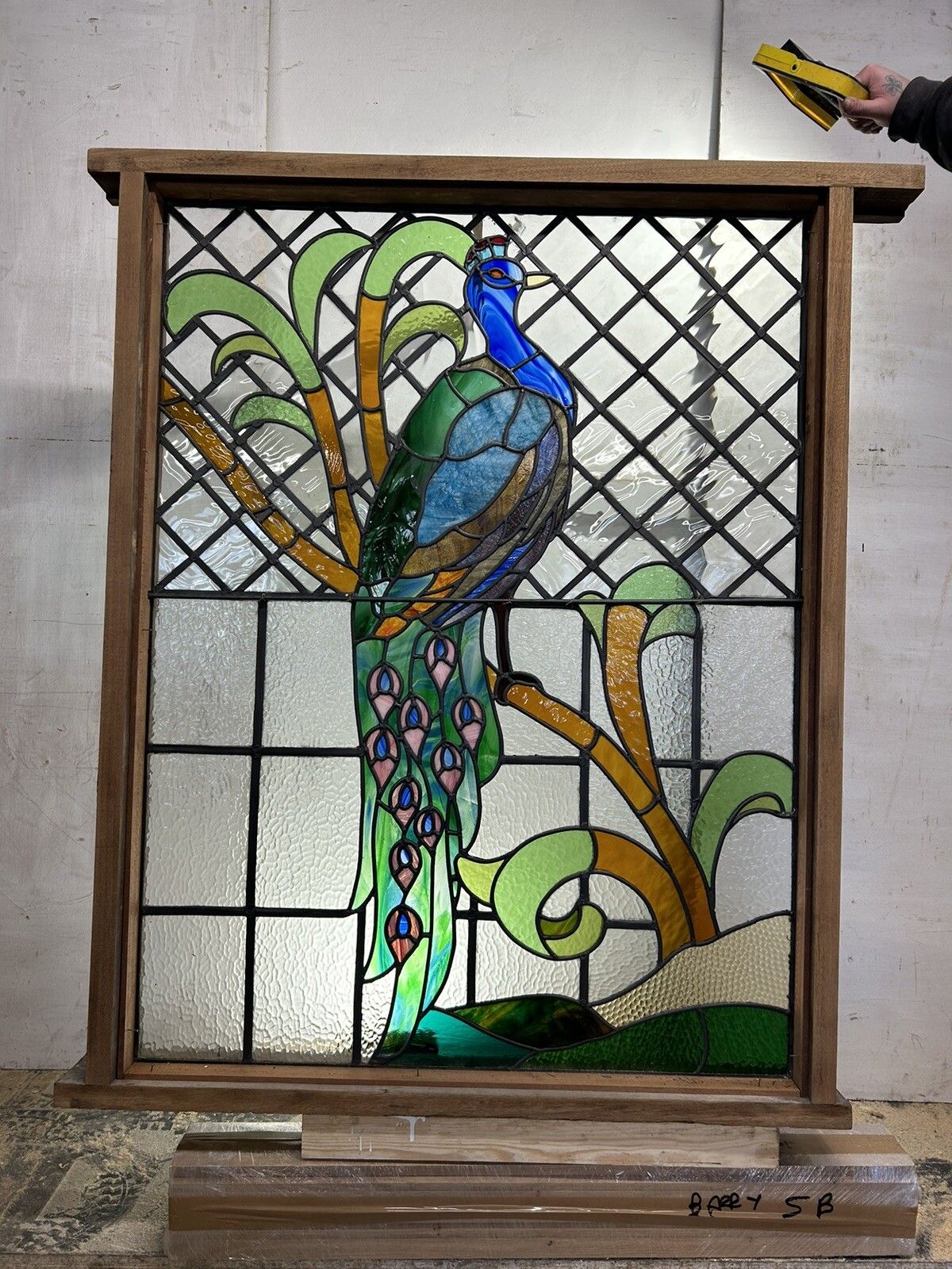 Art X Large Stained Glass Window Panel Reclaimed Period Antique Lead Old Art Deco photo