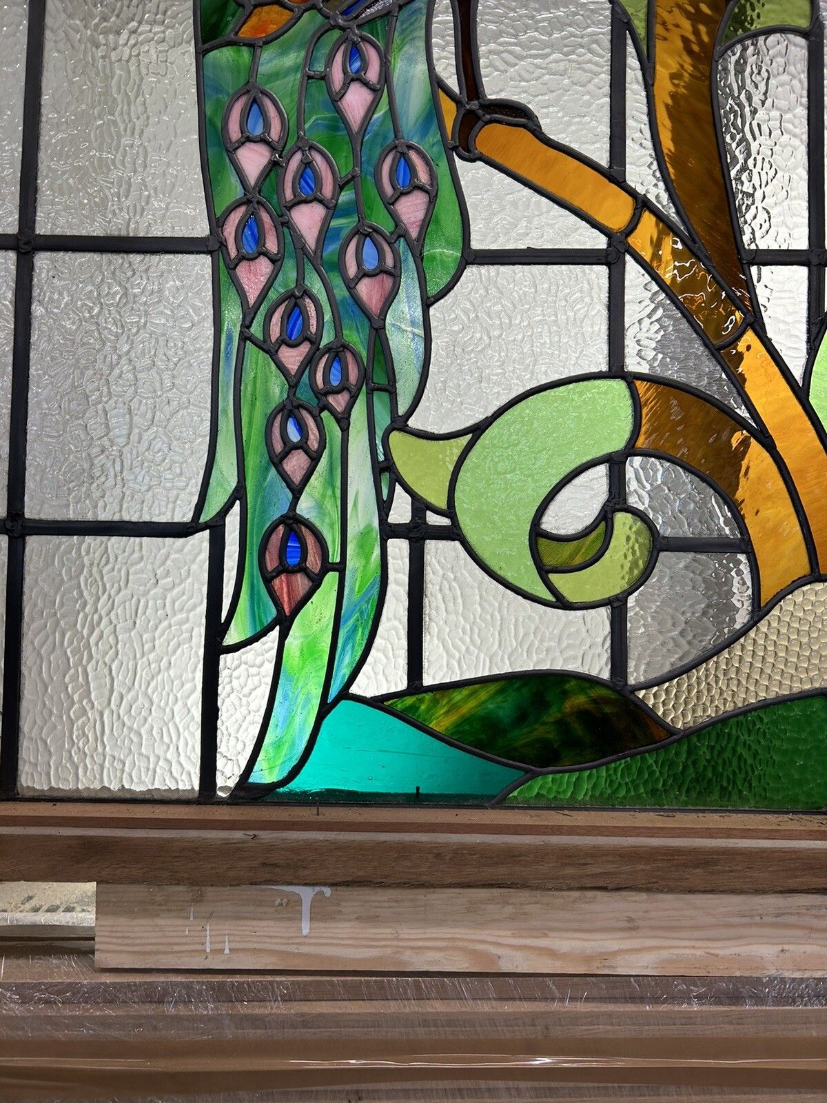 2537.0 X Large Stained Glass Window Panel Reclaimed Period Antique Lead Old Art Deco photo