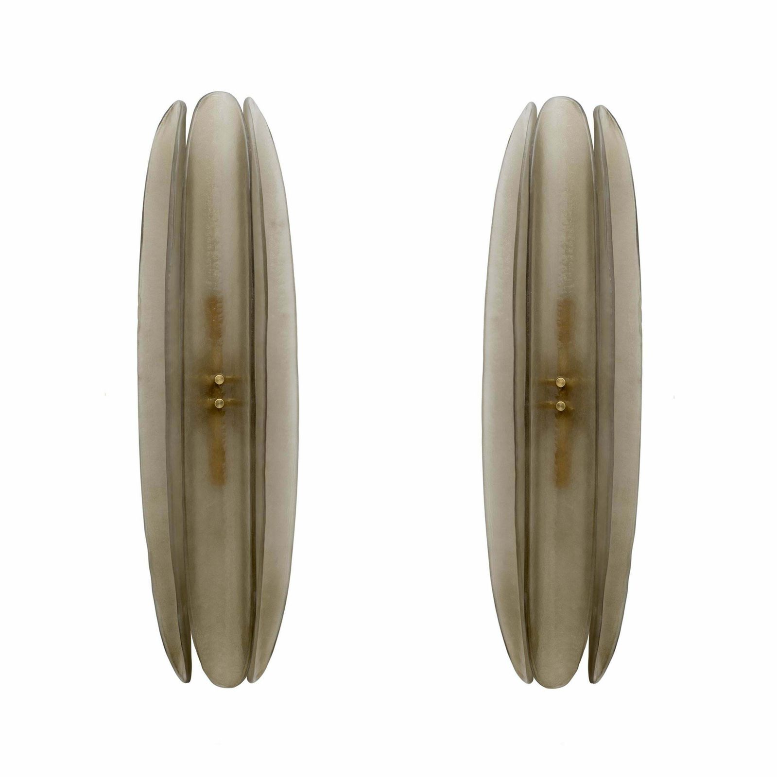 Pair Of Fontana Arte Style Mid Century Modern Smoke Murano Glass Sconces photo furniture