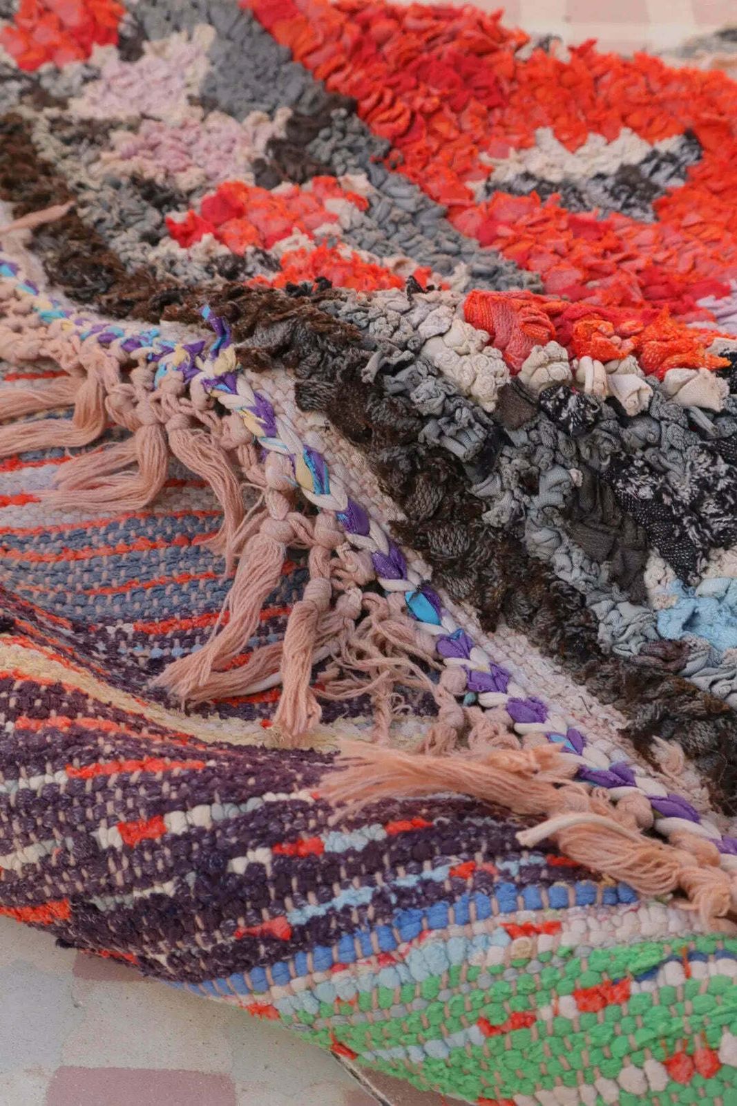 Red Boucherouite Berber Carpet   215 X 150 Cm photo buy
