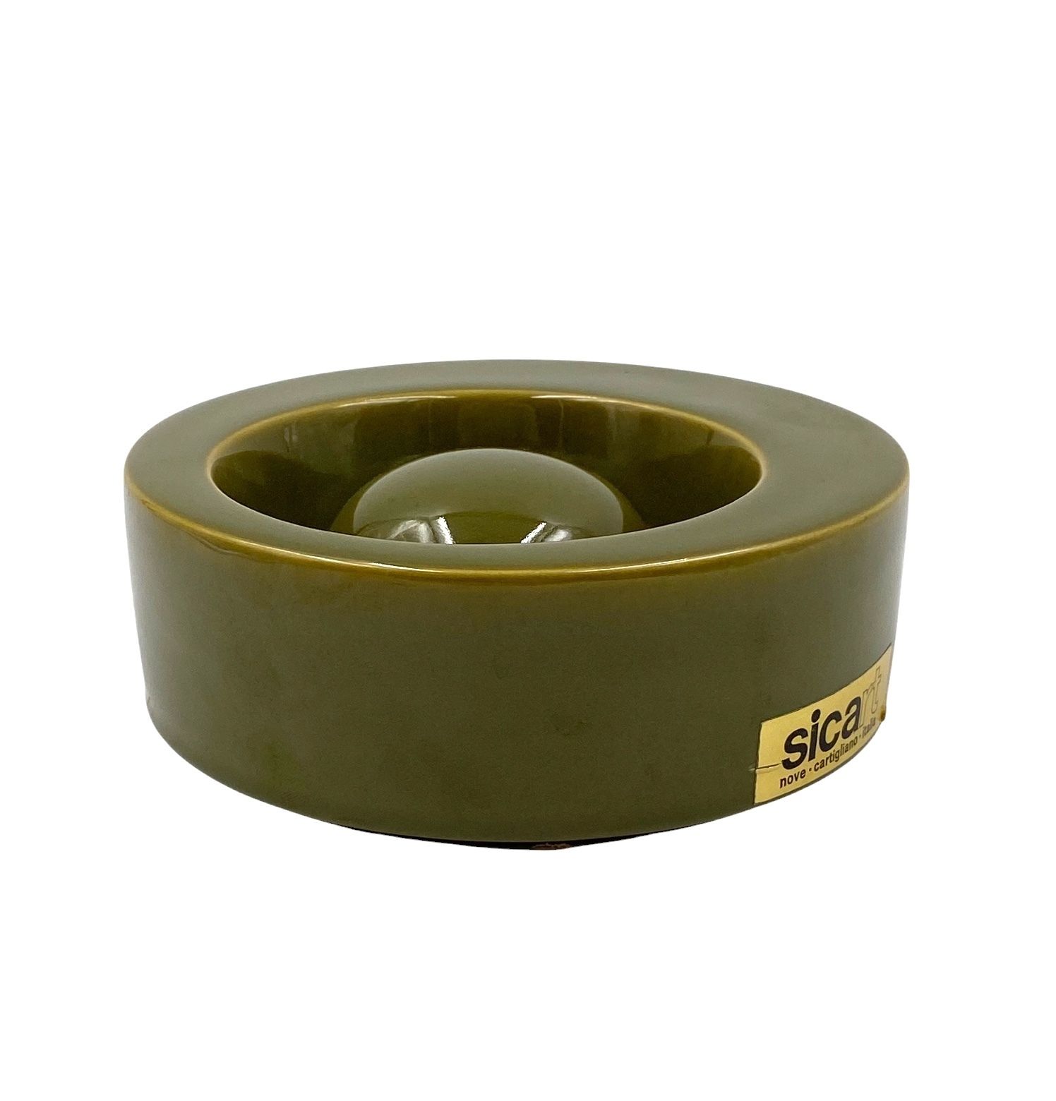 photo buy Mid Century Green Ceramic Ashtray, Sicart Italy 1969