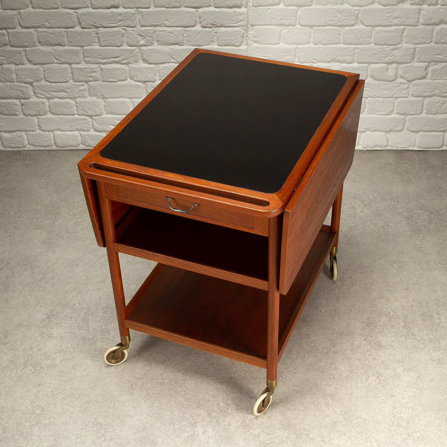 1295.0 Solid Teak And Formica Serving Trolley By Ludvig Pontoppidan, Denmark, 1950s photo