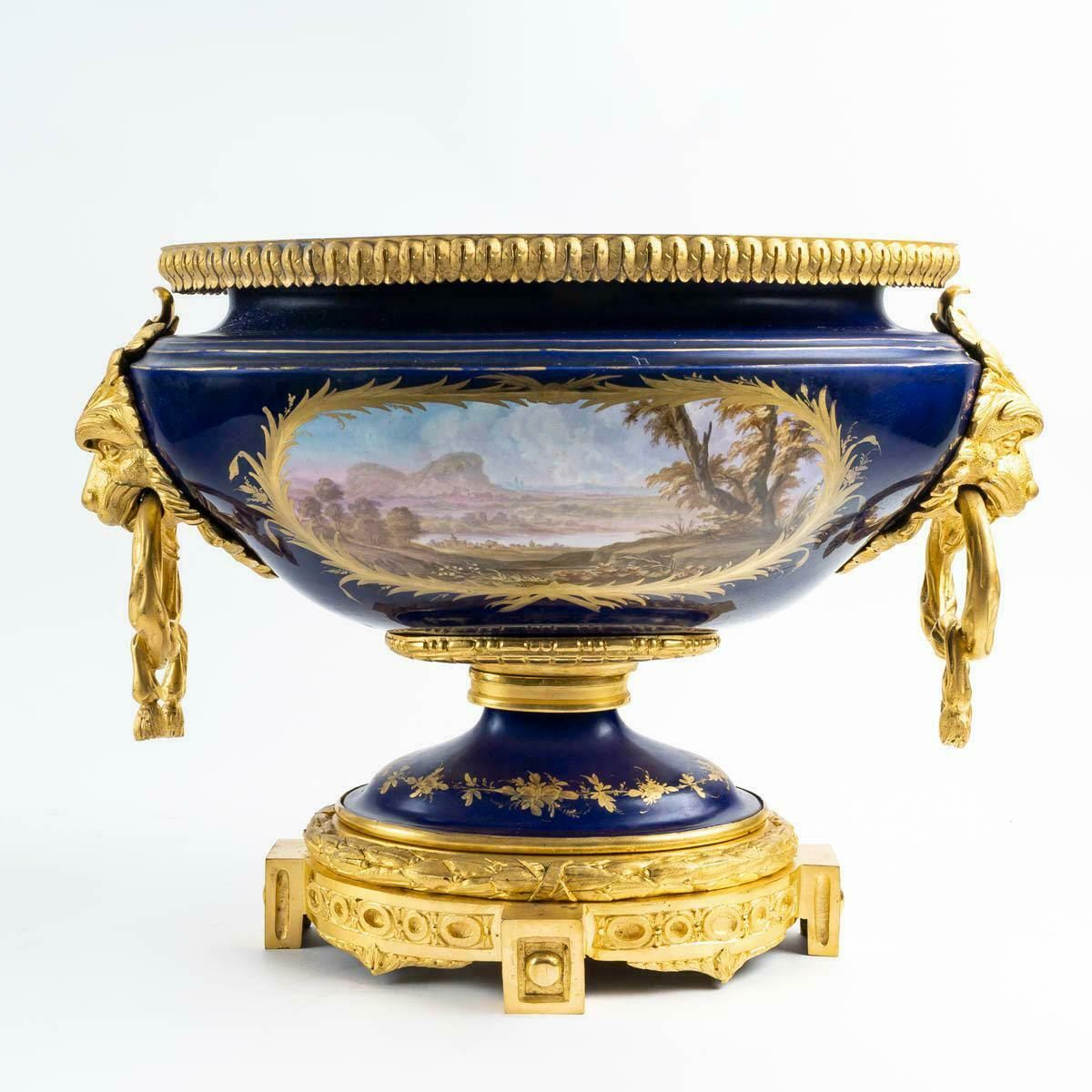 A Large Sèvres Porcelain And Gilt Bronze Bowl, 19th Century, Napoleon III Period photo vintage