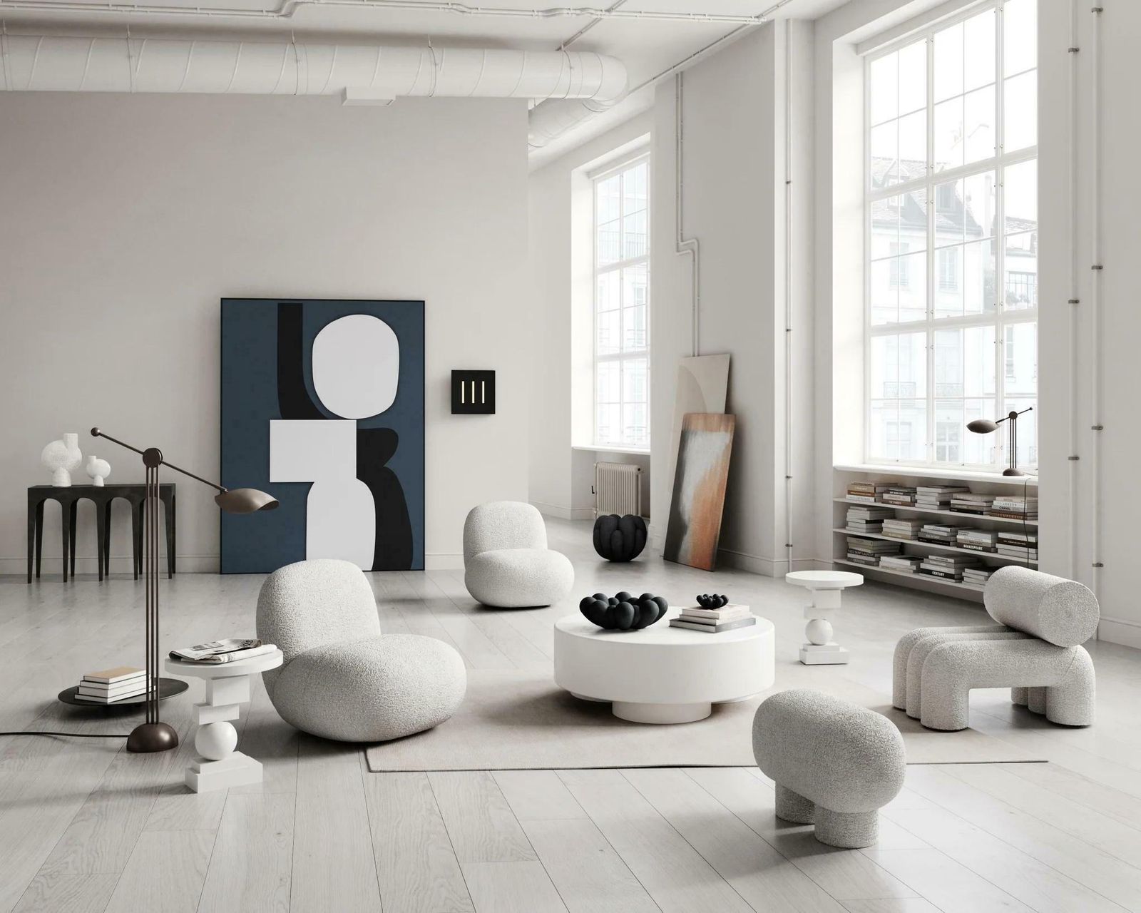 Sofa End, White Side Table, Artist Model, Contemporary Piece, Xxist Century. photo 784.0