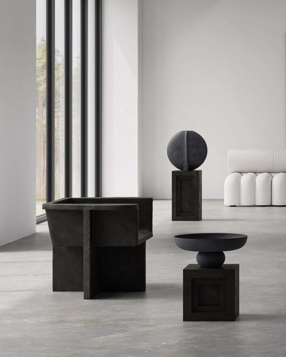 Brutalist Style Armchairs, Contemporary, Coffee Colour, Fiber Concrete. photo Furniture