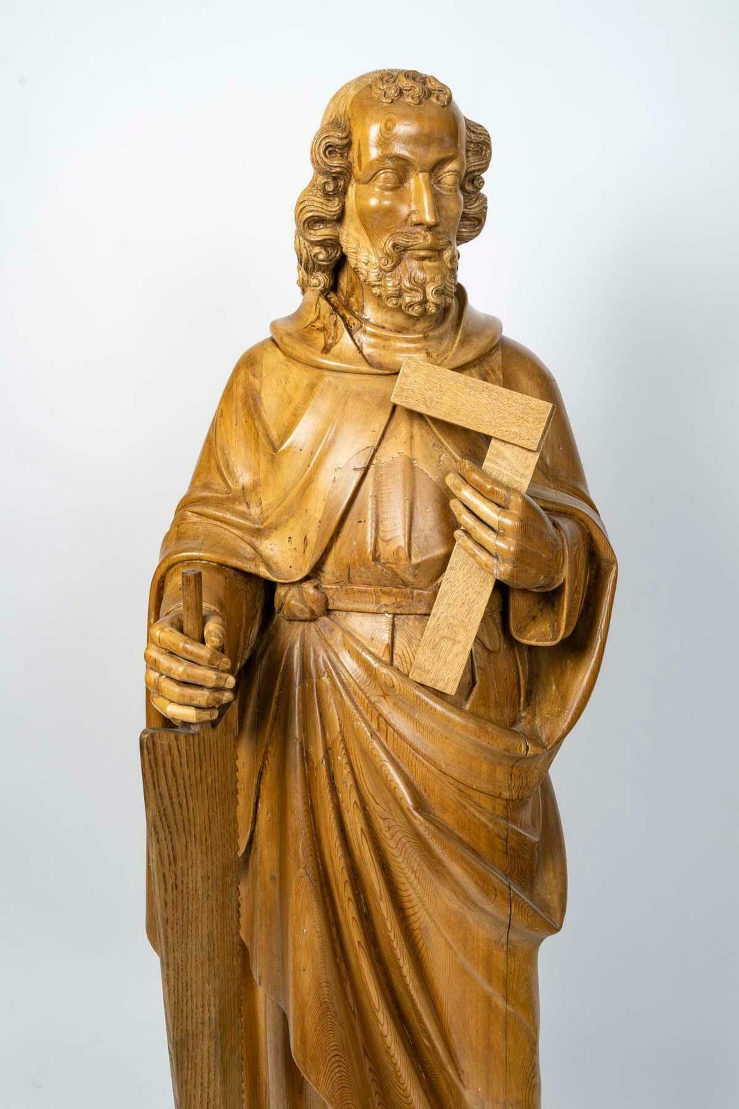 Large Wooden Sculpture Of Simon The Zealot, Napoleon III Period, 19th Century. photo furniture