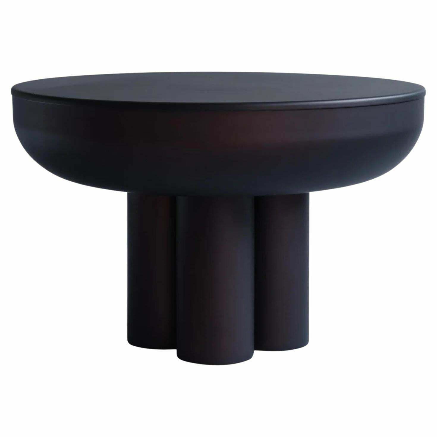 Burnt Black Coffee Table, End Of Sofa Model Crown, Coffee Table In Aluminium.