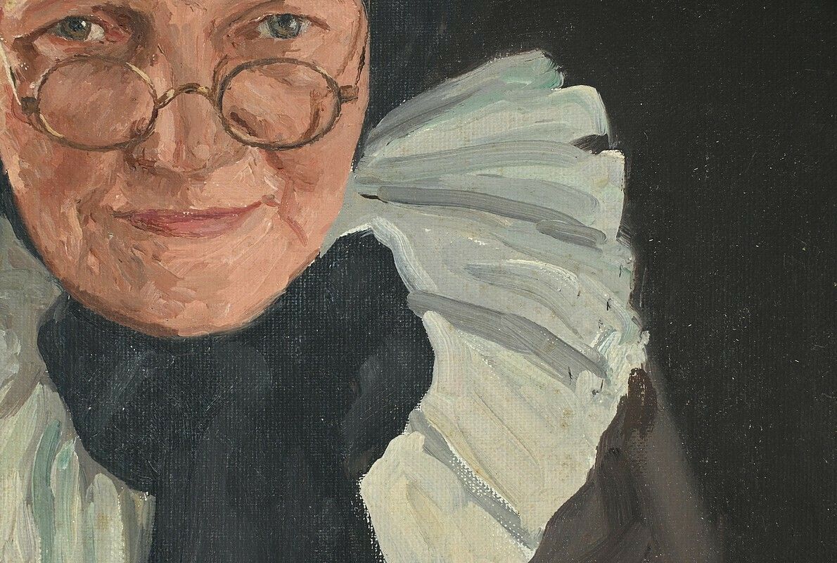 photo furniture Oil On Canvas “Polish Woman Reading” By A. Markowicz – Early 20th Century