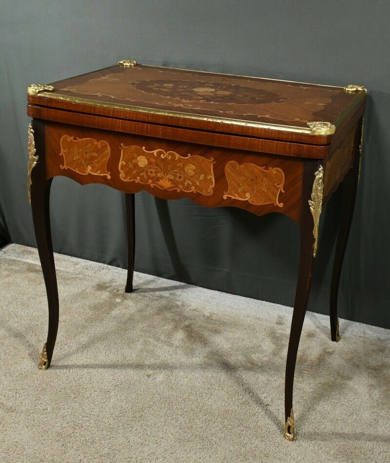 Mahogany Games Table, Louis XV/Louis XVI Transition Style – Late 19th Century photo Furniture