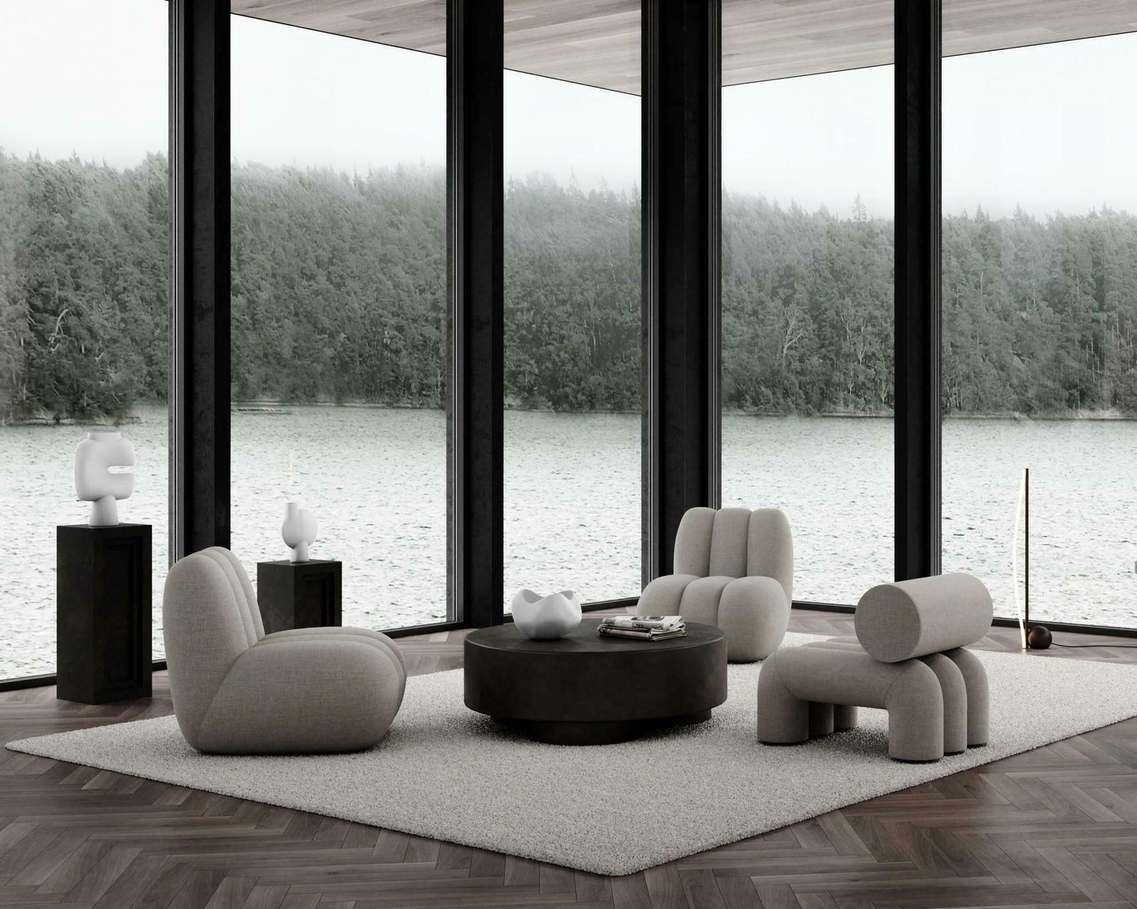 Coffee Coloured Model Big Coffee Table, Fiber Concrete, Contemporary Work. photo 2507.0
