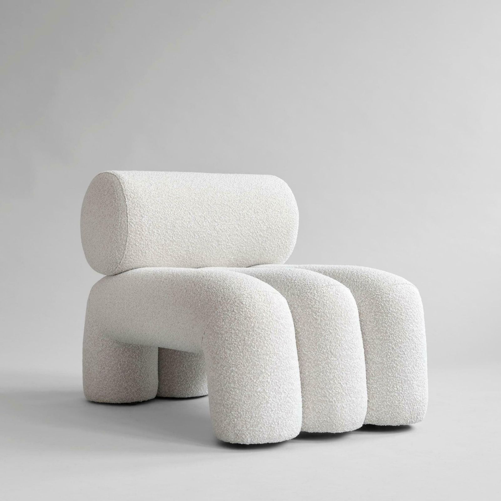 Pair Of Contemporary Armchairs, Model Foku, Off White Colour, Curly Fabric . photo furniture