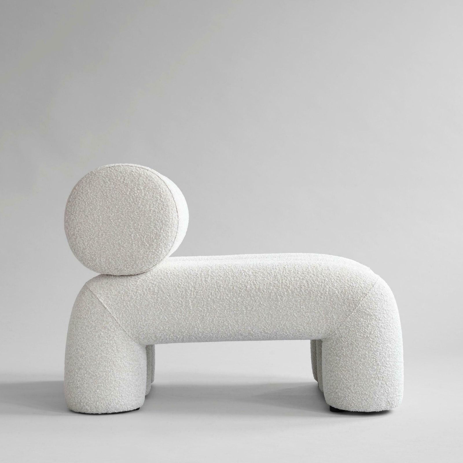 Pair Of Contemporary Armchairs, Model Foku, Off White Colour, Curly Fabric . photo Furniture