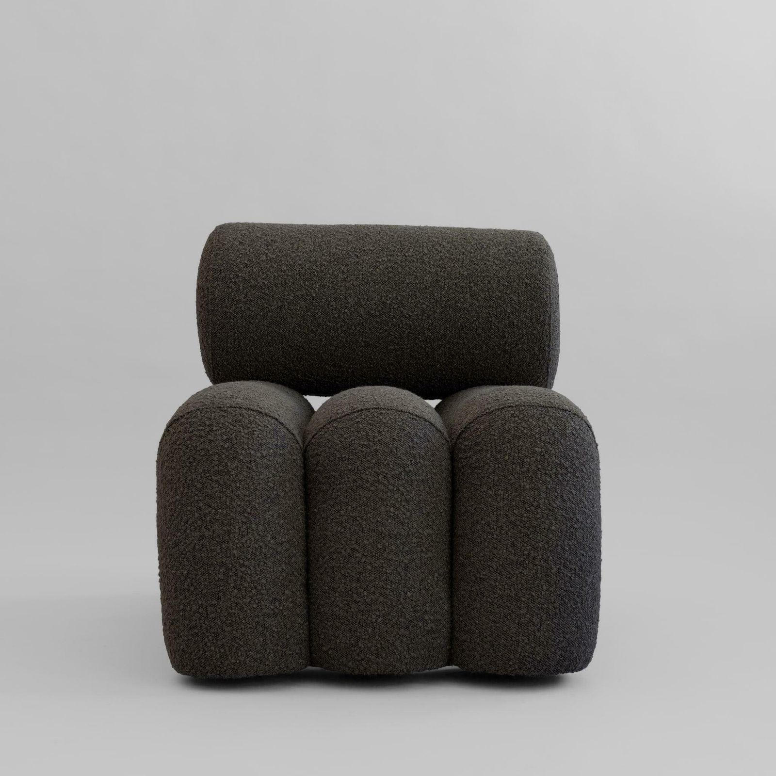 Pair Of Contemporary Armchairs, Model Foku   Deep Taupe Colour   Curly Fabric. photo Furniture