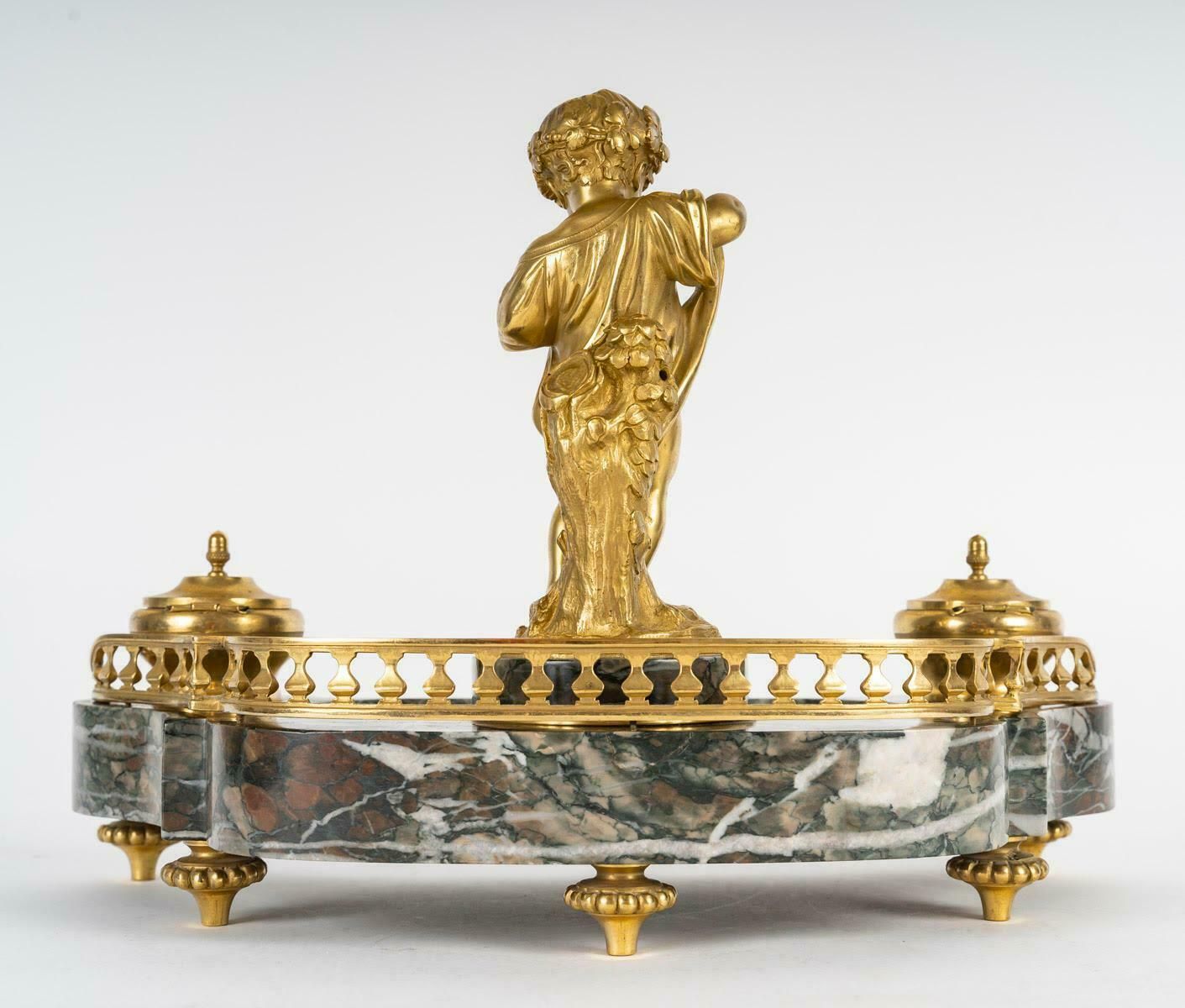 An Ormolu And Marble Inkwell, 19th Century, Napoleon III Period. photo vinterior