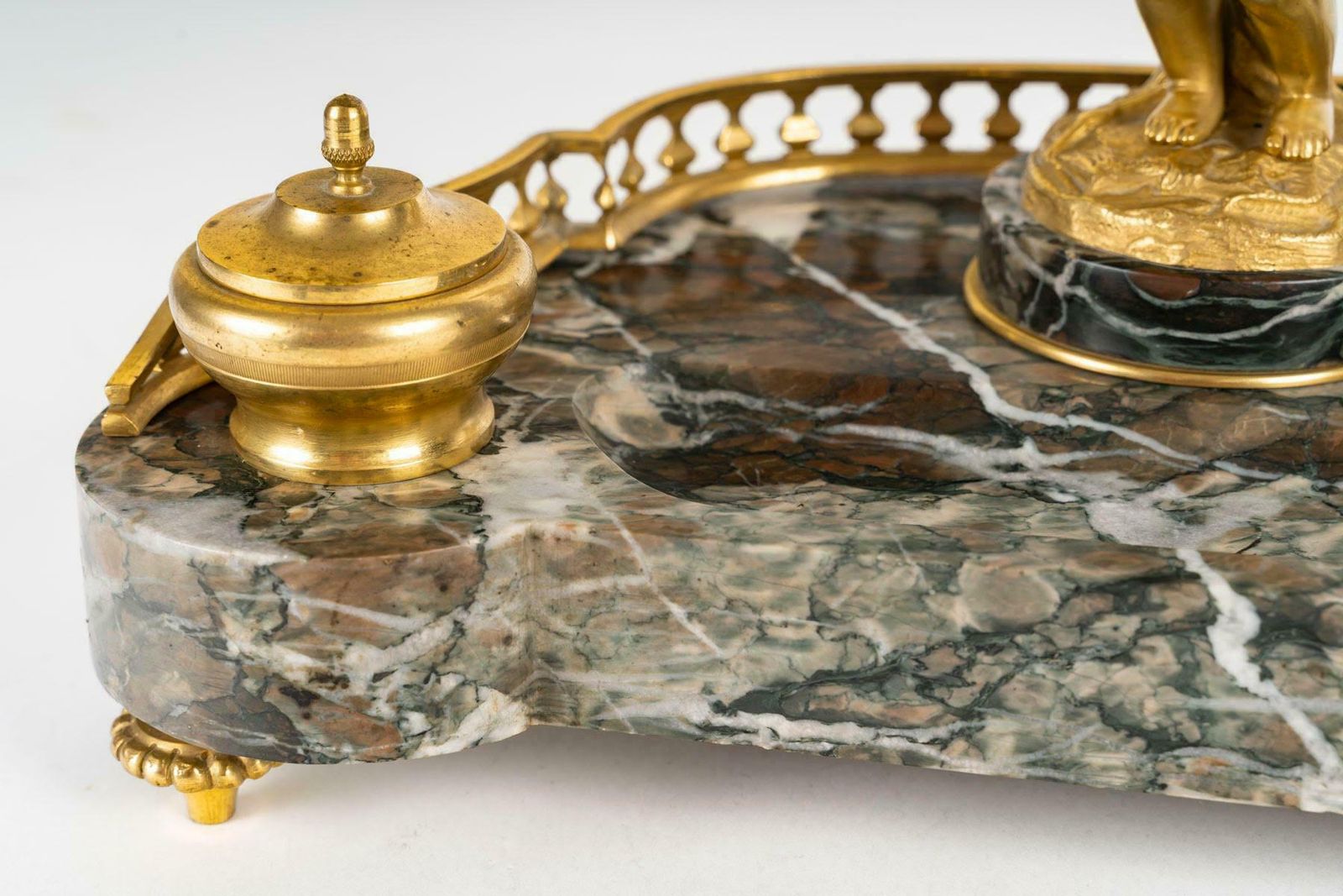 An Ormolu And Marble Inkwell, 19th Century, Napoleon III Period. photo buy