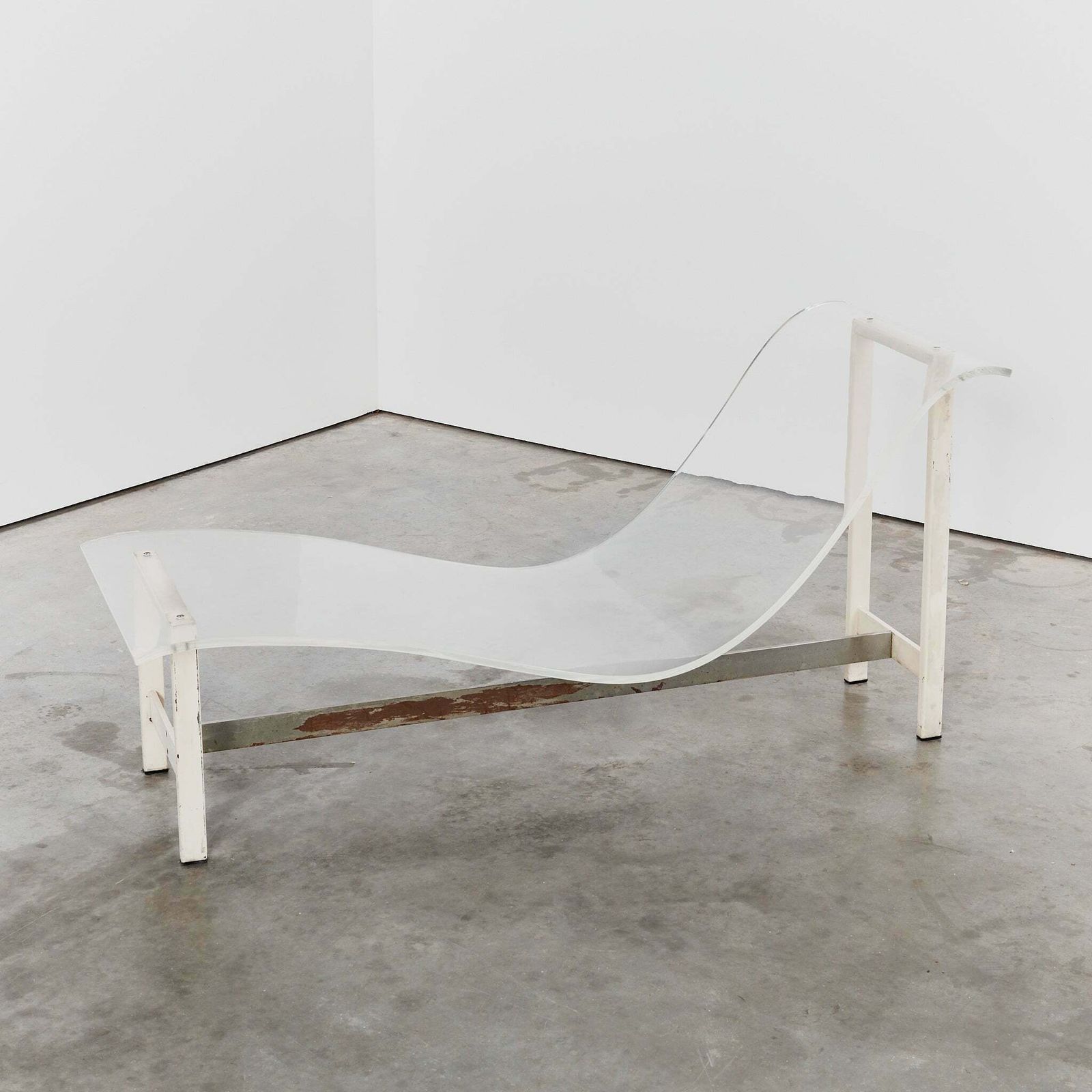 Lucite And Steel Chaise Lounge