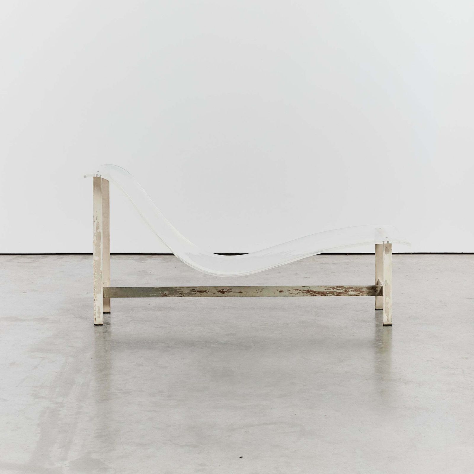 Lucite And Steel Chaise Lounge photo furniture