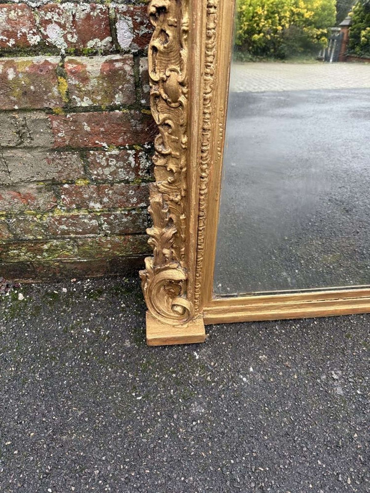 A Stunning Antique English 19th C Arched Top Gilt Overmantle Mirror photo for sale