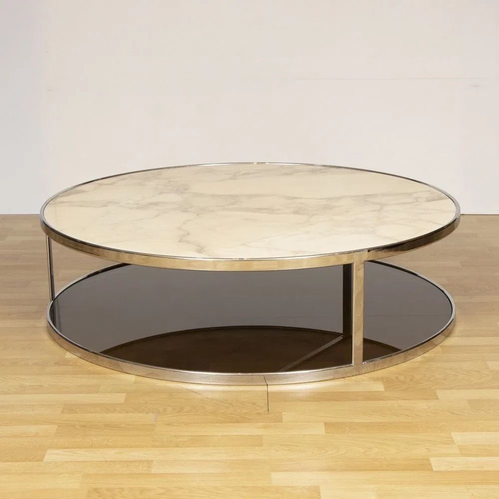 Marble, Chrome & Glass Rofolfo Dordoni "Huber" Coffee Table