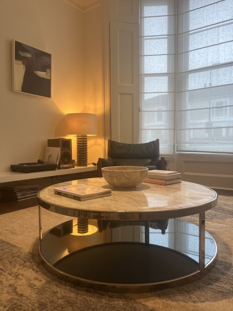 Marble, Chrome & Glass Rofolfo Dordoni "Huber" Coffee Table photo for sale