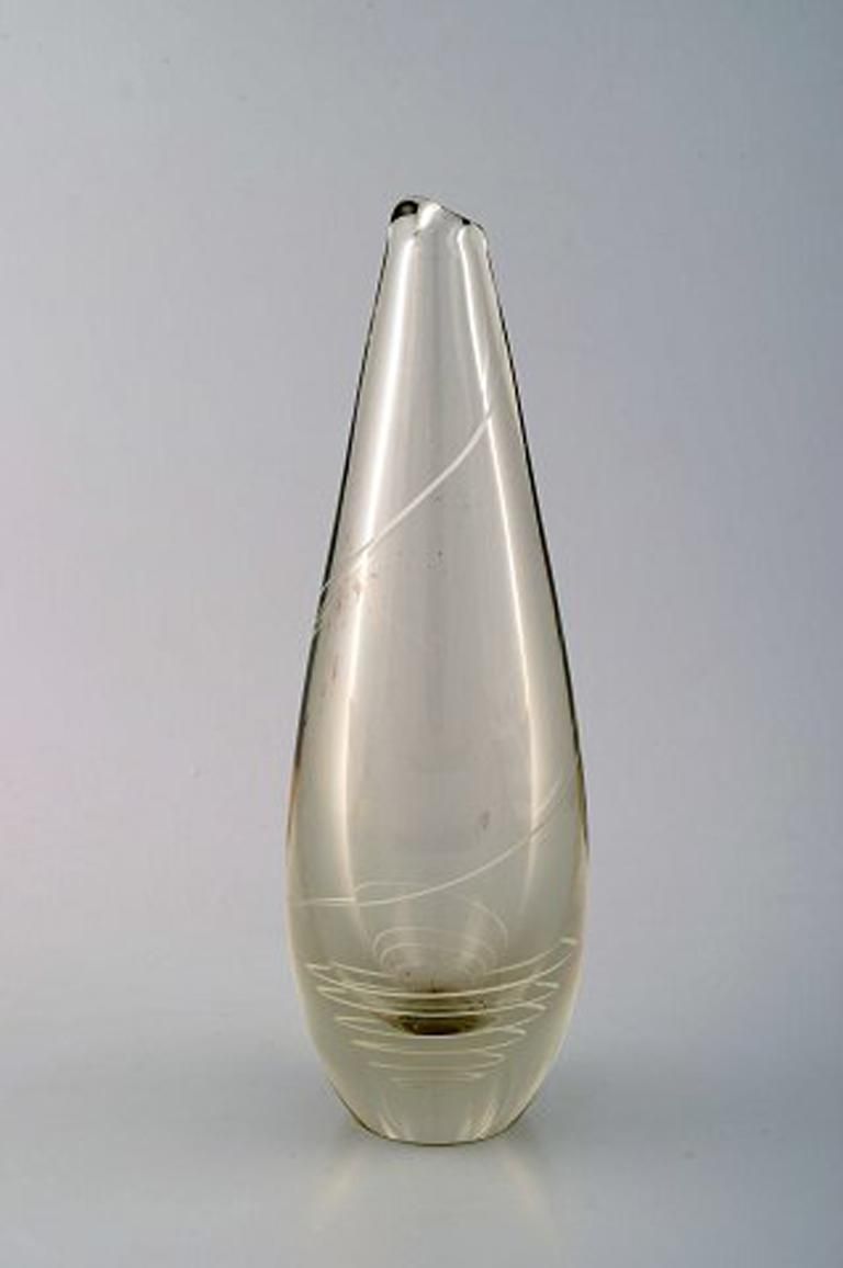 Mikko Helander For Humppila Lasi, Finnish Art Glass, Spiral Decorated Vase photo furniture