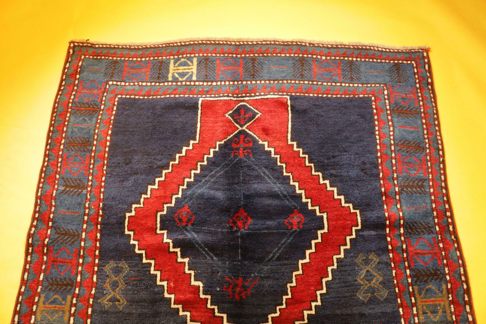 Antique Blue Kazak Rugs Geometric Caucasian Carpet Area Living Room Rugs Decor photo 10994.0
