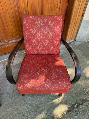 Red Lounge Chairs By Jindrich Halabala For Up Zavody, 1930s, Set Of 2 photo Furniture