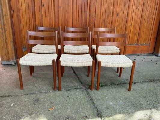 Mid Century Danish Chairs Model 84 By Niels O. Møller For J.L. Møllers, 1960s, Set Of 6 photo for sale