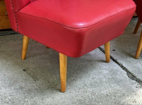 Mid Century Sky Red Cocktail Chairs, 1950s, Set Of 2 photo Furniture
