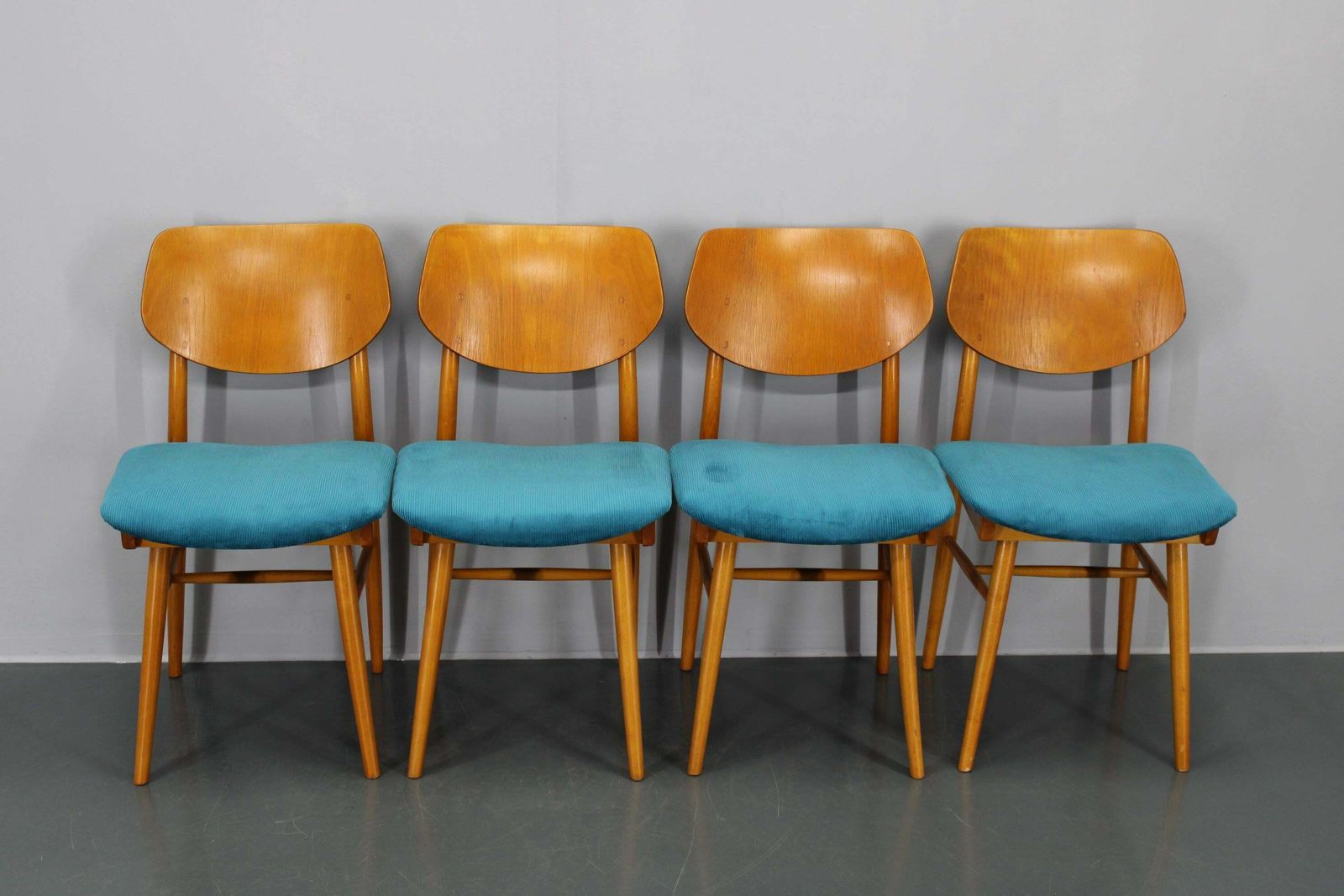 1970s Set Of Four Beech Dining Chairs By Ton, Czechoslovakia photo for sale