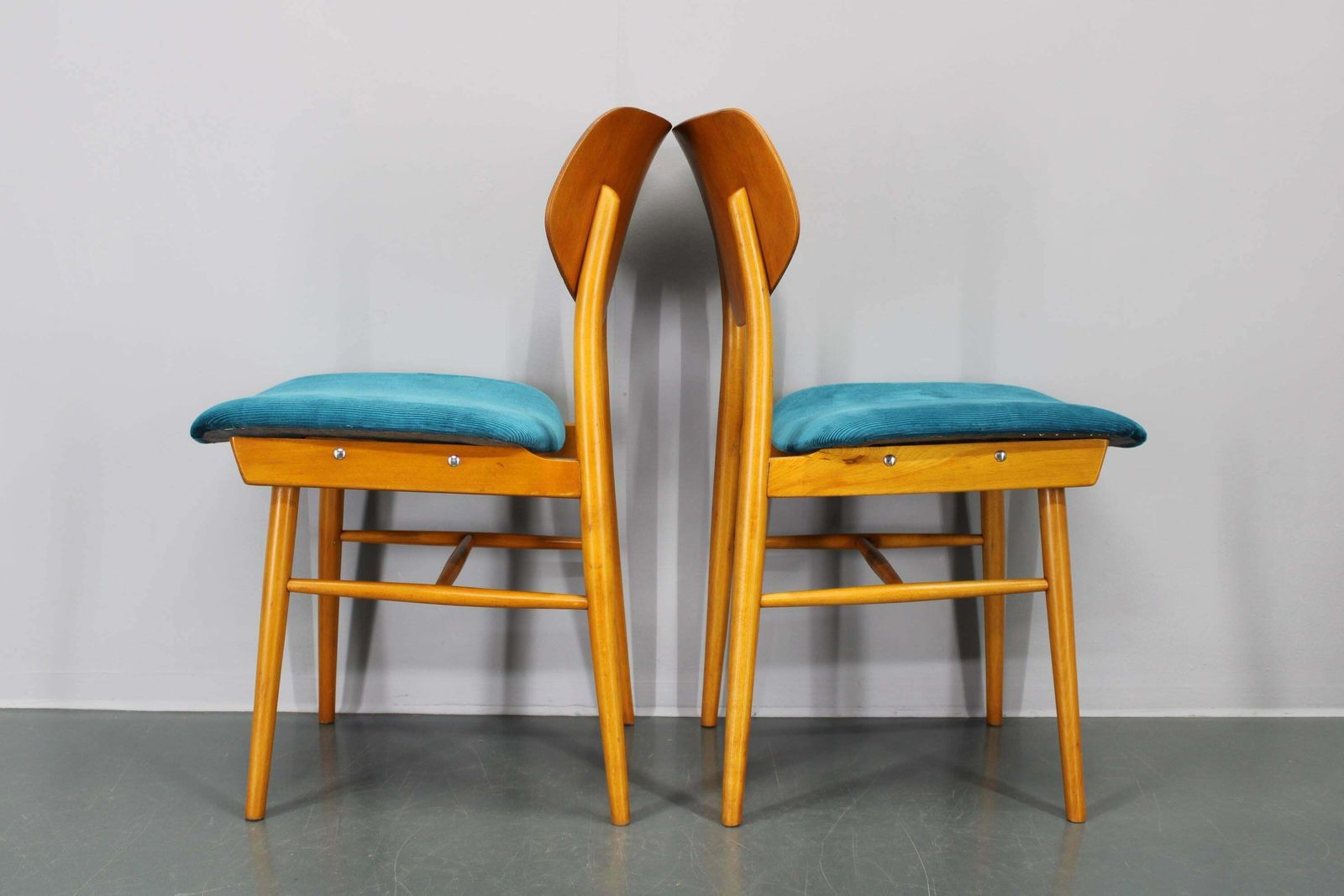 photo buy 1970s Set Of Four Beech Dining Chairs By Ton, Czechoslovakia