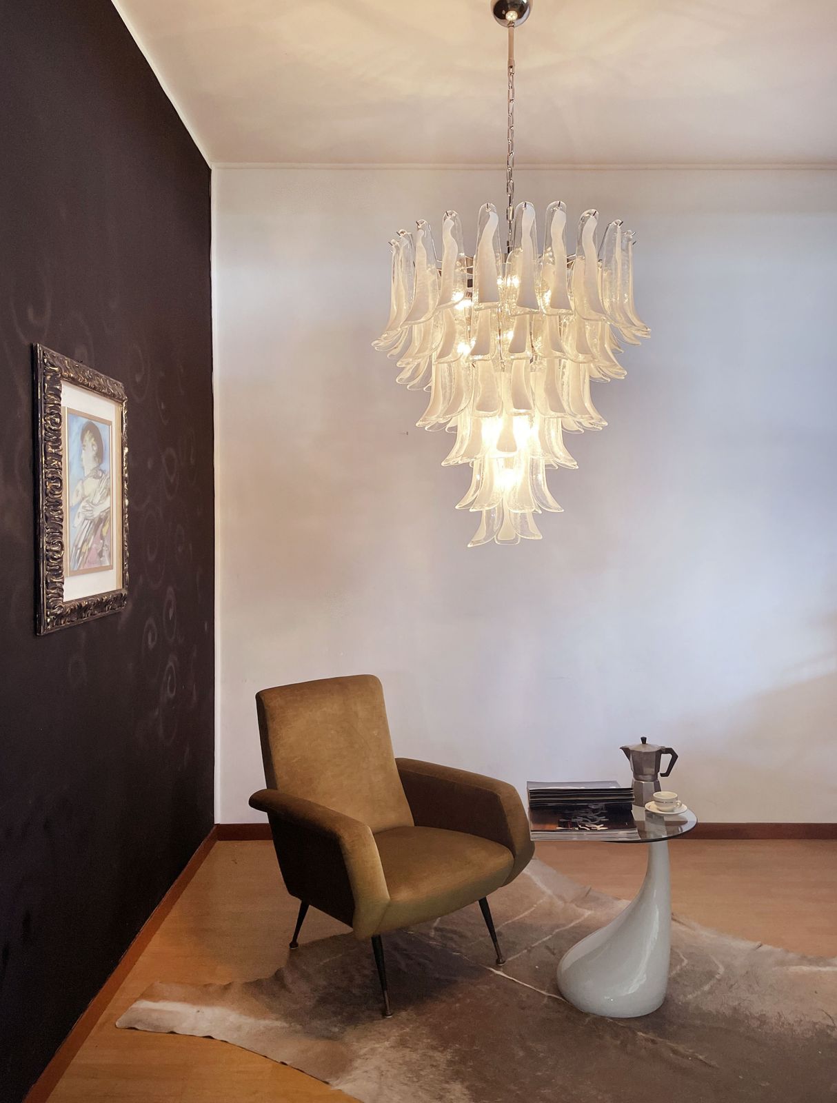 photo vinterior Italian Vintage Murano Chandelier In The Manner Of Mazzega   75 Glass Petals