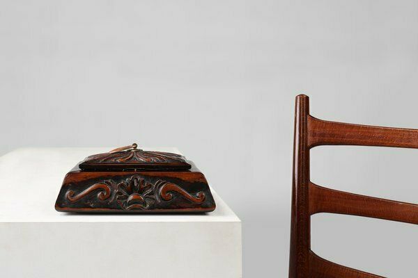 Art Deco French Sewing Box In Sculpted Wood, 1890s photo furniture