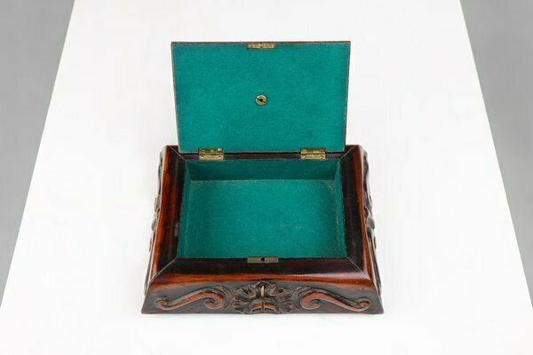 Art Deco French Sewing Box In Sculpted Wood, 1890s photo buy
