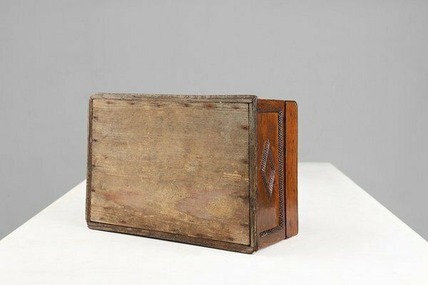 photo for sale French Art Deco Sewing Box In Sculpted Wood, 1890s