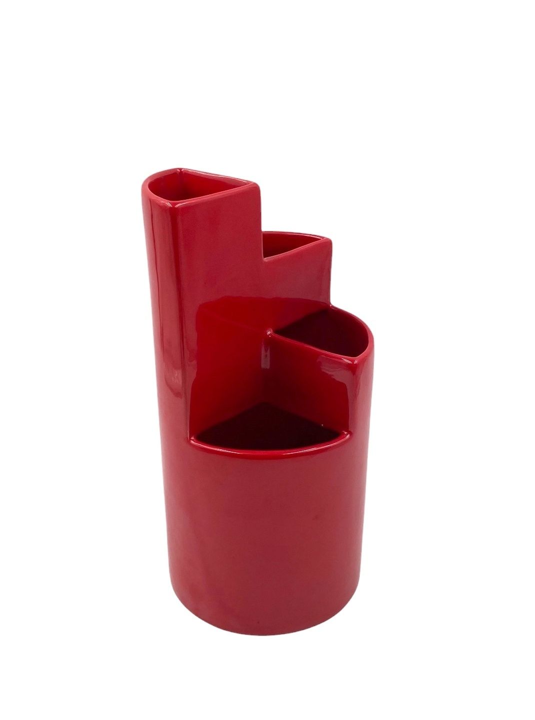 photo for sale Franco Bettonica, Red Ceramic Vase Mod. Fb1, Gabbianelli Italy Ca. 1970