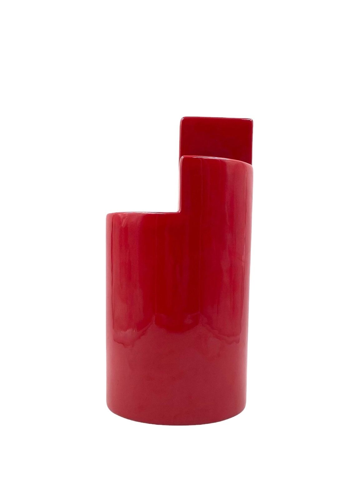 Home Decor Franco Bettonica, Red Ceramic Vase Mod. Fb1, Gabbianelli Italy Ca. 1970 photo