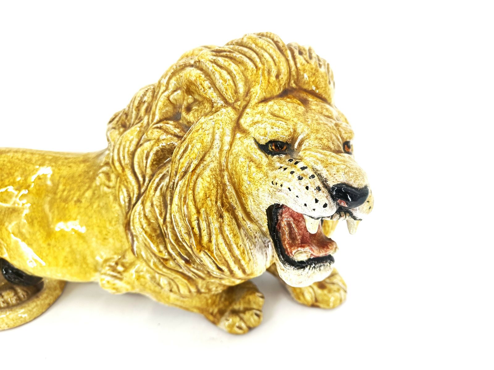 Italian Glazed Terracotta Lion Sculpture, 1960s photo Art