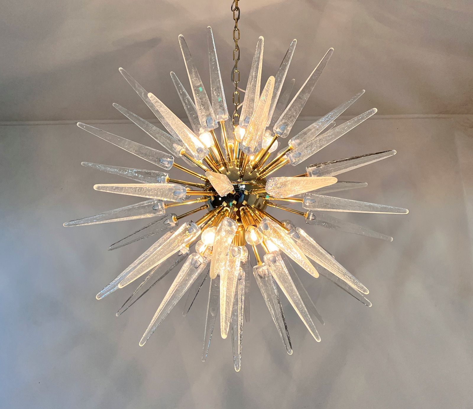 photo vinterior Exceptional Murano Trasparent Glass Sputnik Chandelier   51 Clear Glasses
