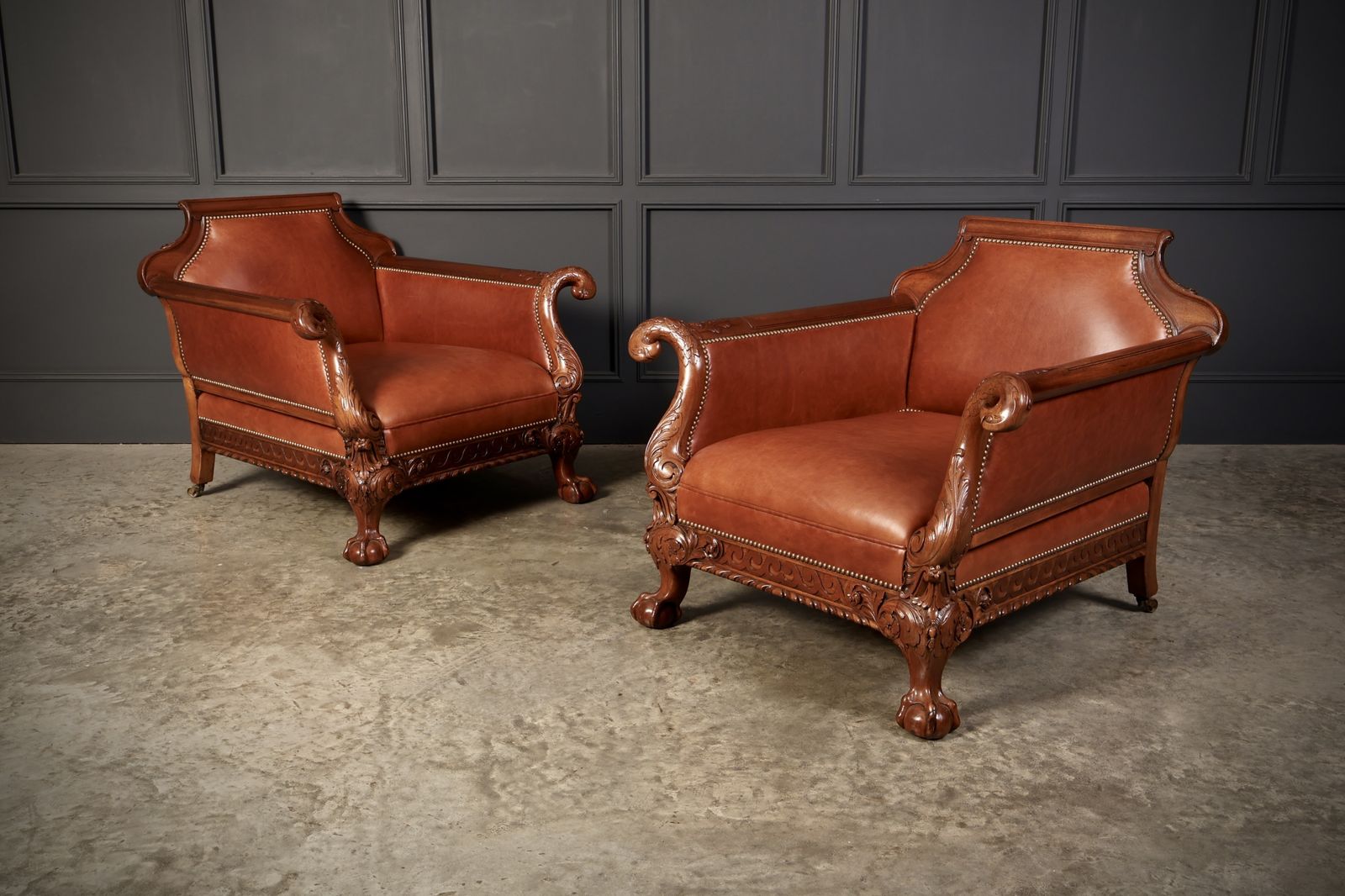 Magnificent Quality Antique Mahogany & Leather Suite photo furniture