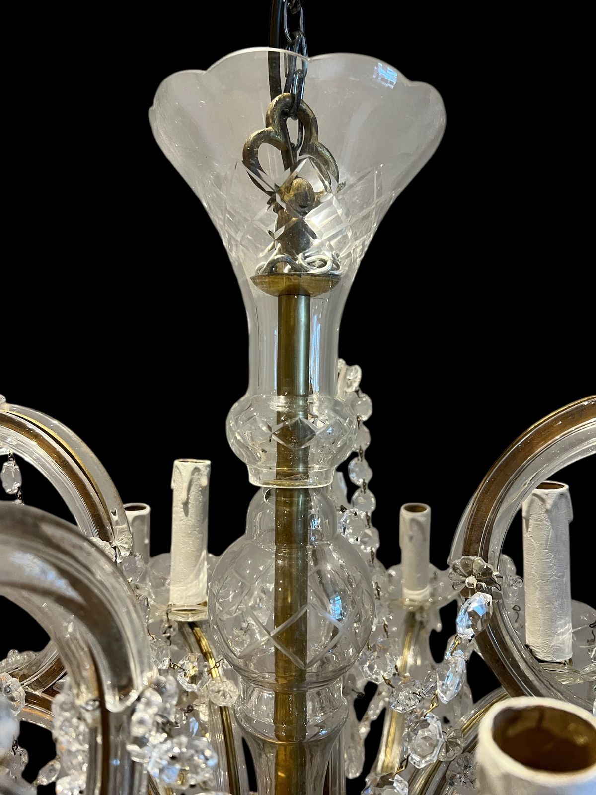 A Twelve Light Italian Marie Theresa Antique Crystal Chandelier photo for sale