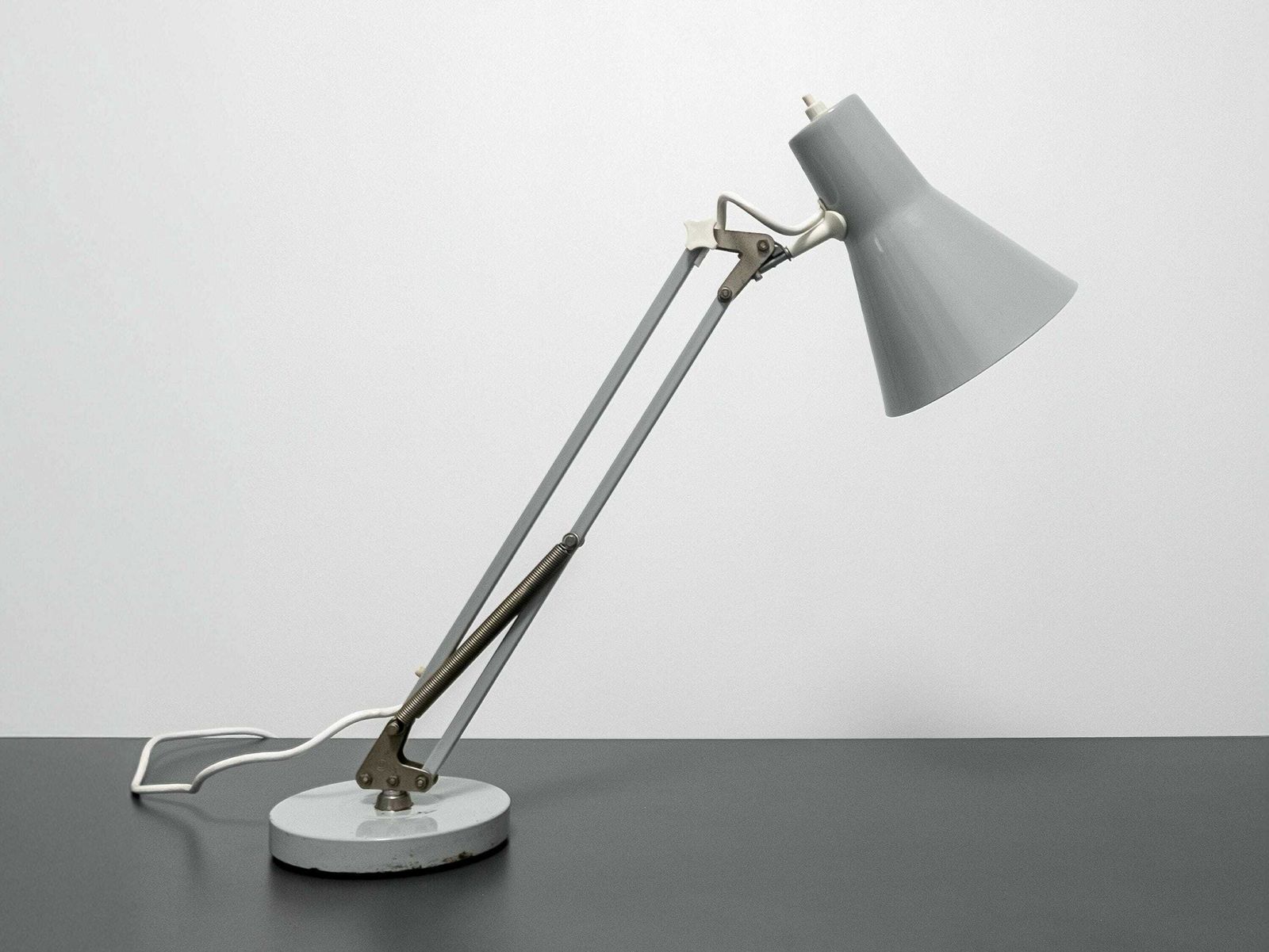 Light Grey Vintage Mid Century Angle Poise Desk / Office Lamp By Multiban, Made In Denmark, 1960's: Stylish Illumination For Home Decor