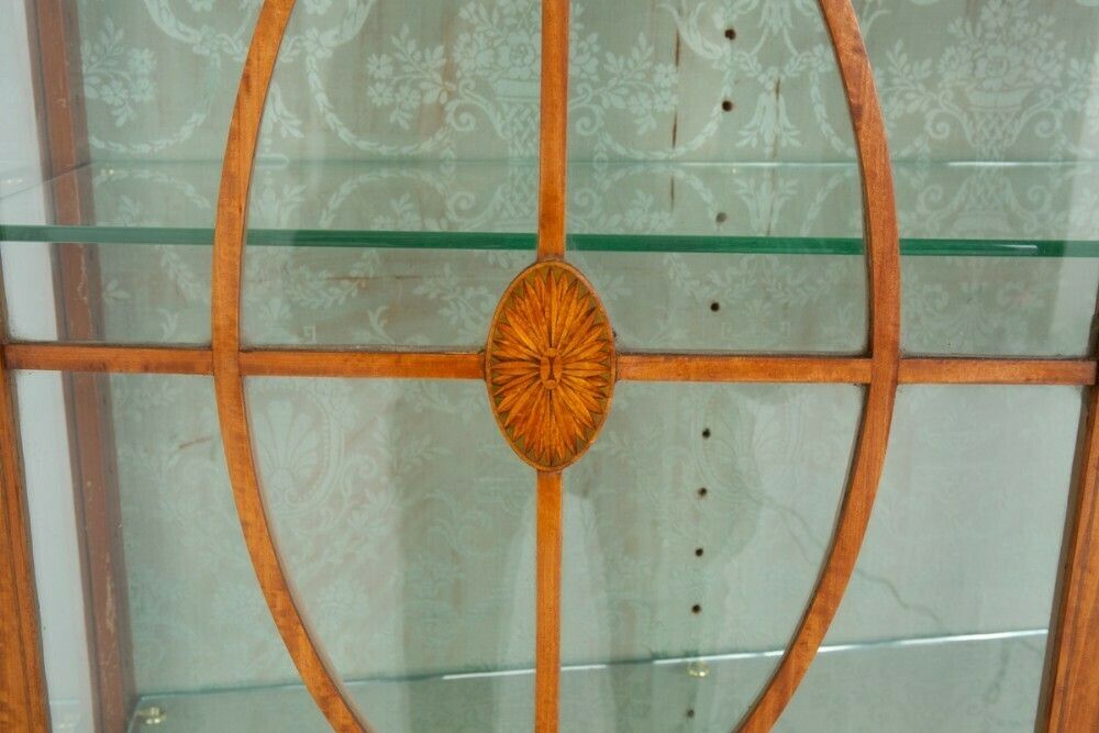 Sheraton Revival Display Cabinet Satinwood Antique 1880 photo vintage
